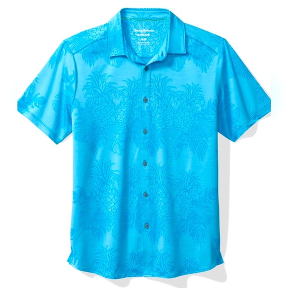 Tommy Bahama Blue Tropical Print Shirt - Picture 1 of 15
